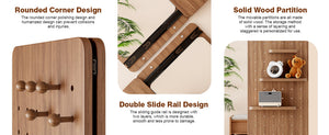 English Elm 47.6 Inch Sliding Full Length Mirror with Hidden Rubber Wood Storage Panel for Bedroom W2987P289181