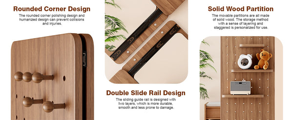 English Elm 47.6 Inch Sliding Full Length Mirror with Hidden Rubber Wood Storage Panel for Bedroom W2987P289181