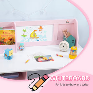 English Elm Qaba Pink Toddler Desk And Chair Set With Whiteboard, Storage, Ergonomic Design For Young Learners W2225P249757-GIGA