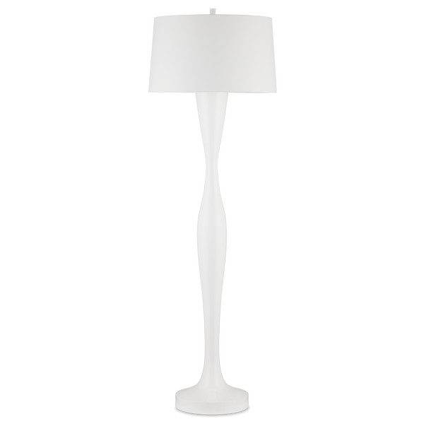 Monica Floor Lamp - Elegant White Wood Design with Linen Shade for Contemporary Home Décor Style