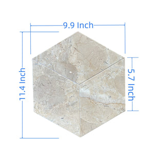 English Elm Hexagon Natural Marble Tiles - Honed Finish In Warm Gold, Beige, And Yellow For Elegant Spaces W1696P262335