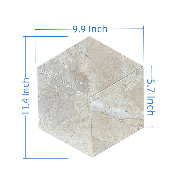 English Elm Hexagon Natural Marble Tiles - Honed Finish In Warm Gold, Beige, And Yellow For Elegant Spaces W1696P262335