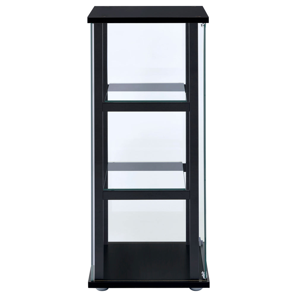 English Elm Callie Black Glass Curio Cabinet with 3 Shelves - Sleek Tempered Glass Door, Stylish Storage Display B062P328663
