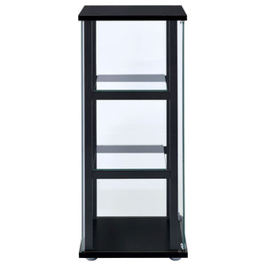 English Elm Callie Black Glass Curio Cabinet with 3 Shelves - Sleek Tempered Glass Door, Stylish Storage Display B062P328663