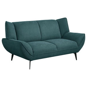 English Elm Logan Teal Blue Flared Arm Loveseat with Wingback Silhouette, Plush Foam Cushioning for Lounging B062P358466