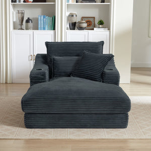 English Elm 47.24 Plush modern compression sofa with S-curve arms, cup holders, cotton lumbar pillow and deep seat comfort Dark Gray W3396P373315