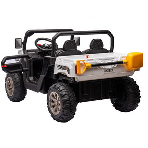 English Elm 24v Kids Ride on Dump Truck Two Seat Electric Utv with Tilting Bed and Remote Control White W1578P188522