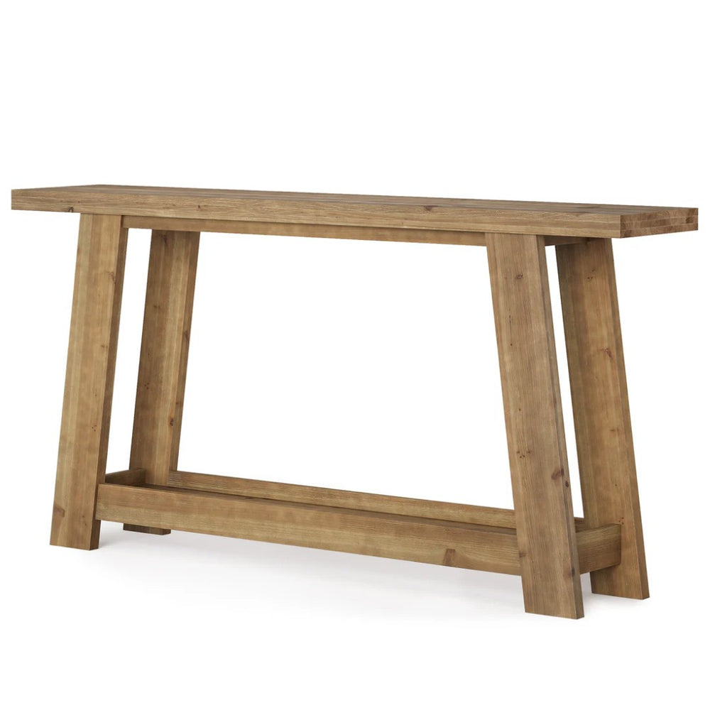English Elm Practical Geometric Console Table with Matte Black Wood Grain Finish for Entryway or Sofa T3971P458081