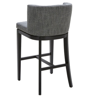 Sunpan HAYDEN Barstool - Stylish Quarry Fabric with Barrel-Back Design, Matte Black Legs, and Durable Support 100969
