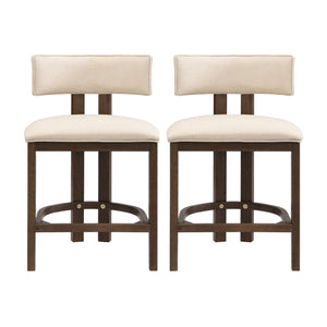 English Elm Christopher Knight Home® - 26" Counter Height Bar Stool with Padded Upholstery and Rubberwood Frame, Contemporary Comfort Set of 2 Beige,Walnut N771P345970T