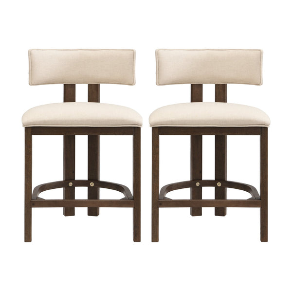 English Elm Christopher Knight Home® - 26" Counter Height Bar Stool with Padded Upholstery and Rubberwood Frame, Contemporary Comfort Set of 2 Beige,Walnut N771P345970T