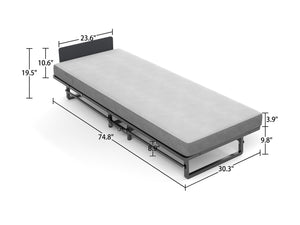 English Elm Metal Folding Bed Twin with 4" High-Density Foam Mattress, 300lbs Steel Frame, Slim 14" Foldable Profile W1960P162794