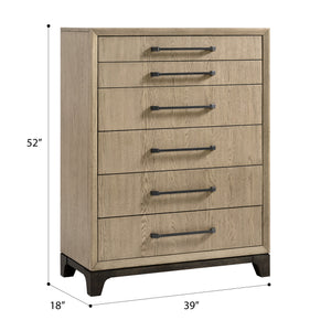 English Elm Wallace & Bay - Caramel 6-Drawer Chest in Cocoa Brown with Smooth Metal Glides, Space-Saving Contemporary Wood Storage B361P406171