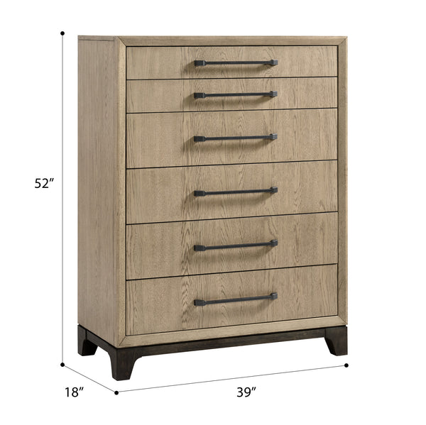 English Elm Wallace & Bay - Caramel 6-Drawer Chest in Cocoa Brown with Smooth Metal Glides, Space-Saving Contemporary Wood Storage B361P406171
