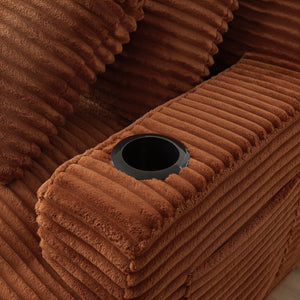 English Elm Compressible Corduroy Sleeper Loveseat with Cupholders Ready in 72 Hours No Assembly Orange W2339P411865