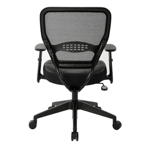OSP Home Furnishings Professional Airgrid Mesh Back Manager Chair with Lumbar Support and Bonded Leather Seat 5700E
