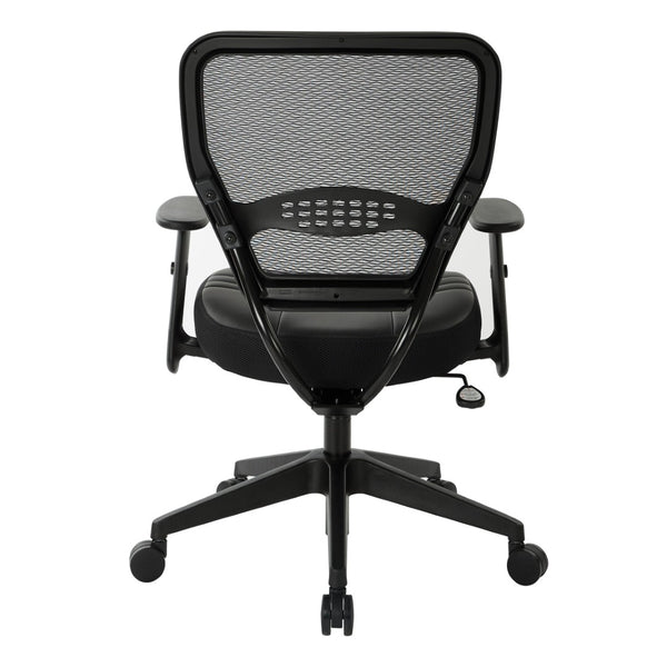 OSP Home Furnishings Professional Airgrid Mesh Back Manager Chair with Lumbar Support and Bonded Leather Seat 5700E