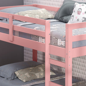 English Elm Gaston Pink Twin Loft Bed with Built-In Ladder & Guard Rail, Solid Pine Frame, Slat System Included B2726P315615