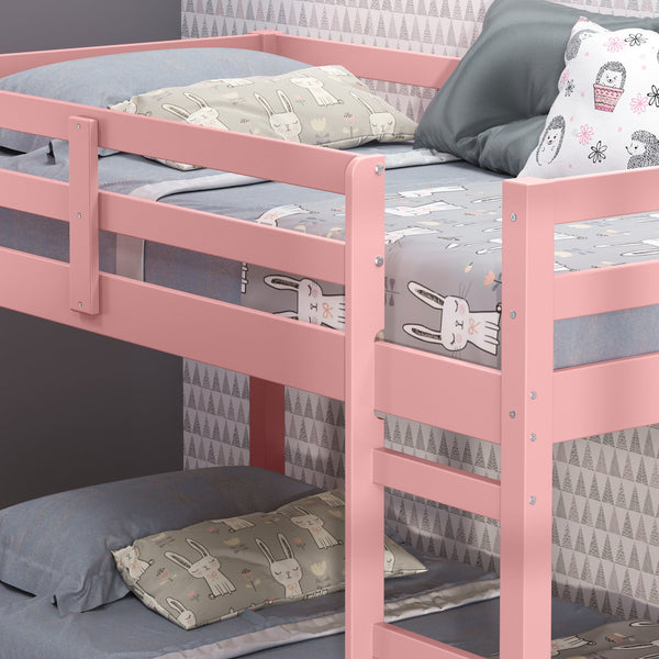English Elm Gaston Pink Twin Loft Bed with Built-In Ladder & Guard Rail, Solid Pine Frame, Slat System Included B2726P315615