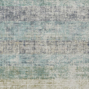 HomeRoots 8' X 10' Teal Blue and Beige Striped Area Rug - Washable, Durable, Stylish for Indoor & Outdoor Use 690000