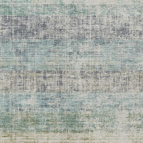 HomeRoots 9' X 12' Teal Blue & Beige Striped Area Rug - Durable, Washable, Indoor/Outdoor, Coastal Charm! 690001