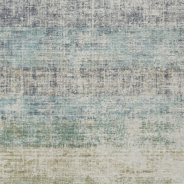 HomeRoots 10' Teal Blue & Beige Striped Washable Area Rug - Durable Indoor/Outdoor Design for Busy Homes 690002