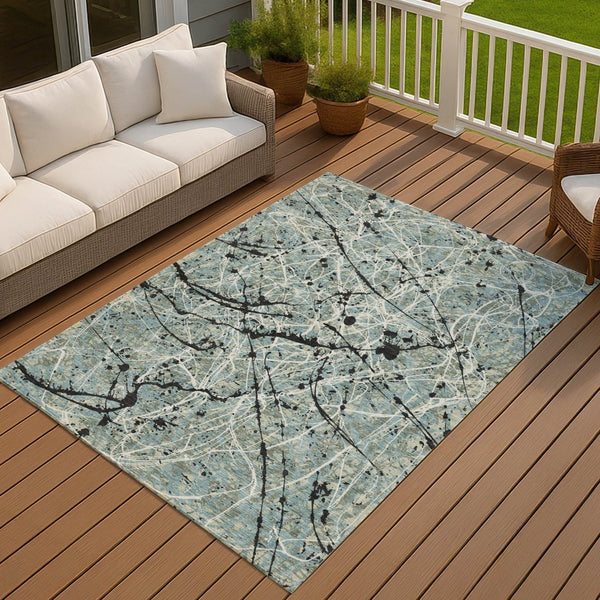 HomeRoots 5' X 8' Modern Abstract Artichoke Green Area Rug for Indoor & Outdoor Use - Stylish & Durable! 690004