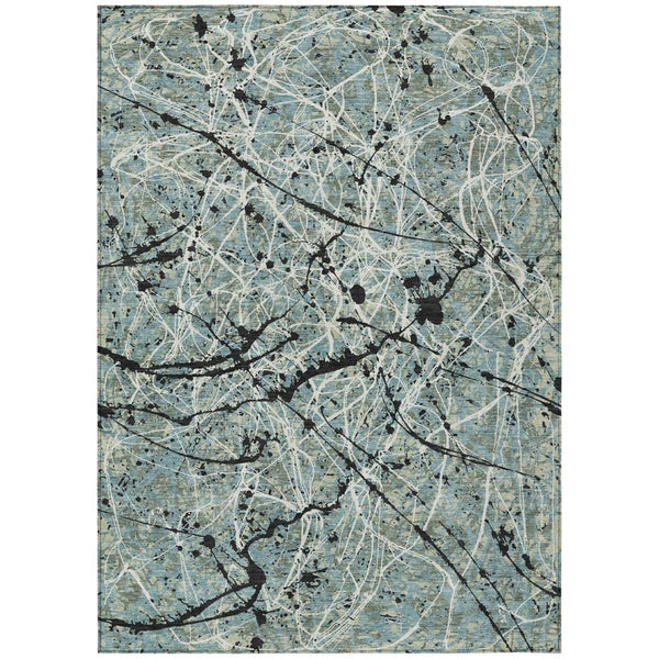 HomeRoots 5' X 8' Modern Abstract Artichoke Green Area Rug for Indoor & Outdoor Use - Stylish & Durable! 690004
