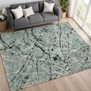 HomeRoots 5' X 8' Modern Abstract Artichoke Green Area Rug for Indoor & Outdoor Use - Stylish & Durable! 690004
