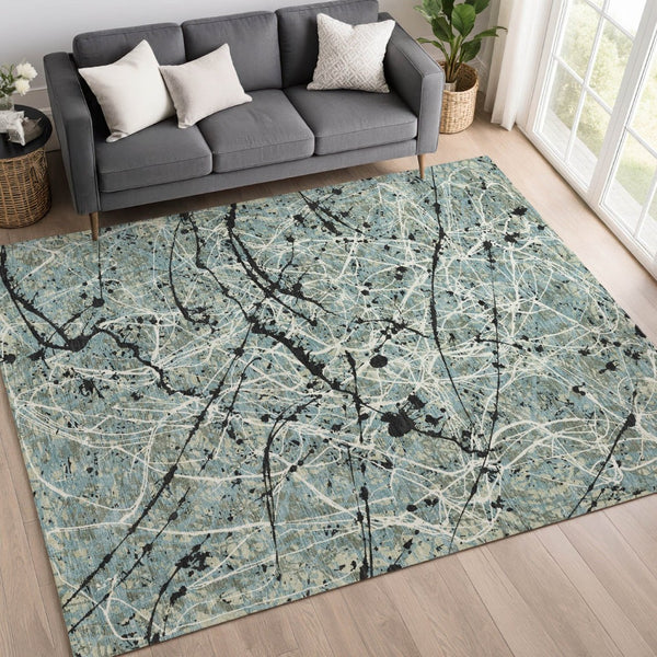 HomeRoots 5' X 8' Modern Abstract Artichoke Green Area Rug for Indoor & Outdoor Use - Stylish & Durable! 690004