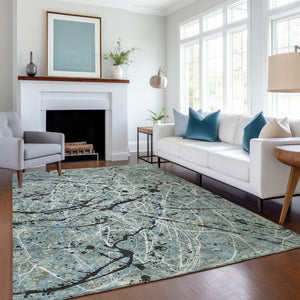 HomeRoots 5' X 8' Modern Abstract Artichoke Green Area Rug for Indoor & Outdoor Use - Stylish & Durable! 690004