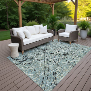 HomeRoots 5' X 8' Modern Abstract Artichoke Green Area Rug for Indoor & Outdoor Use - Stylish & Durable! 690004