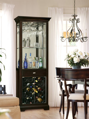 Hekman Furniture 690005 Elegant Wine Cabinet With Glass Doors, Adjustable Shelving & Touch-lite – Store 20 Bottles! Black Coffee Gimlet Wine Cabinet 690005
