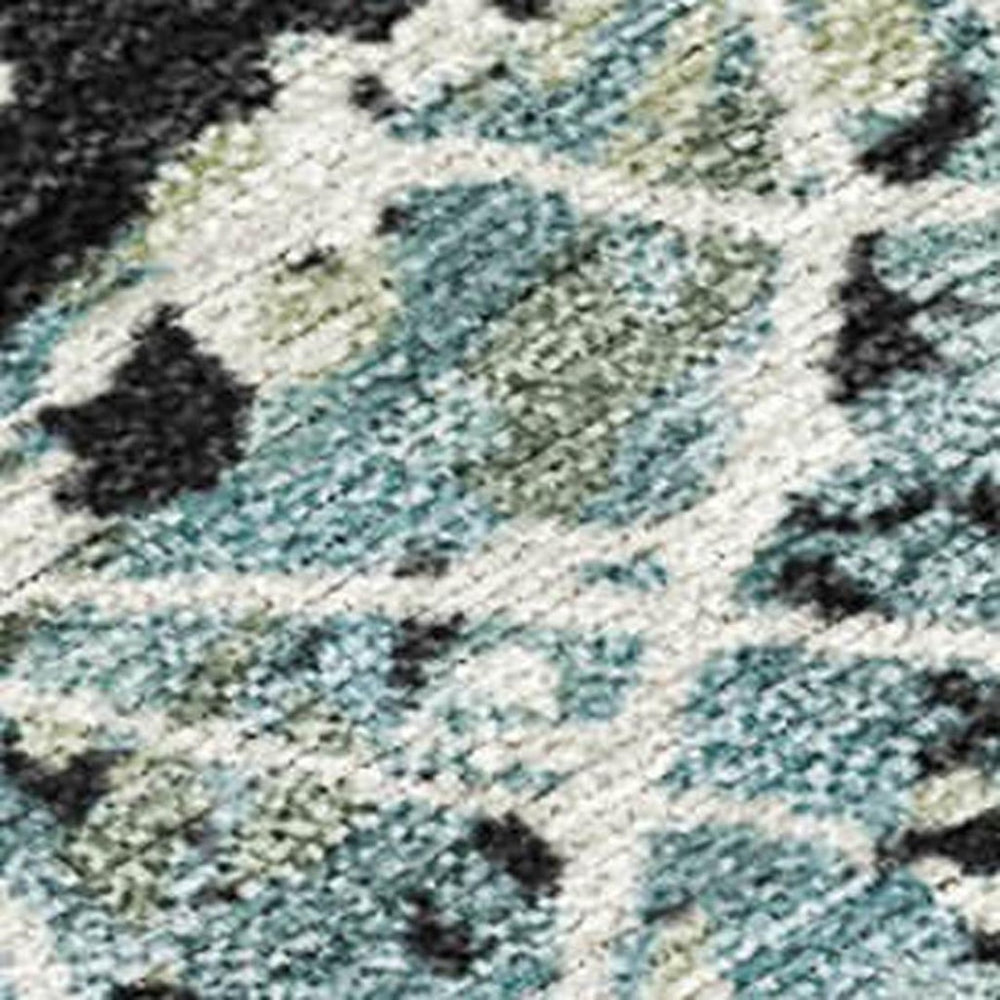 HomeRoots 9' X 12' Contemporary Artichoke Green Black Ivory Washable Area Rug - Stylish & Durable for Indoors Outdoors 690007