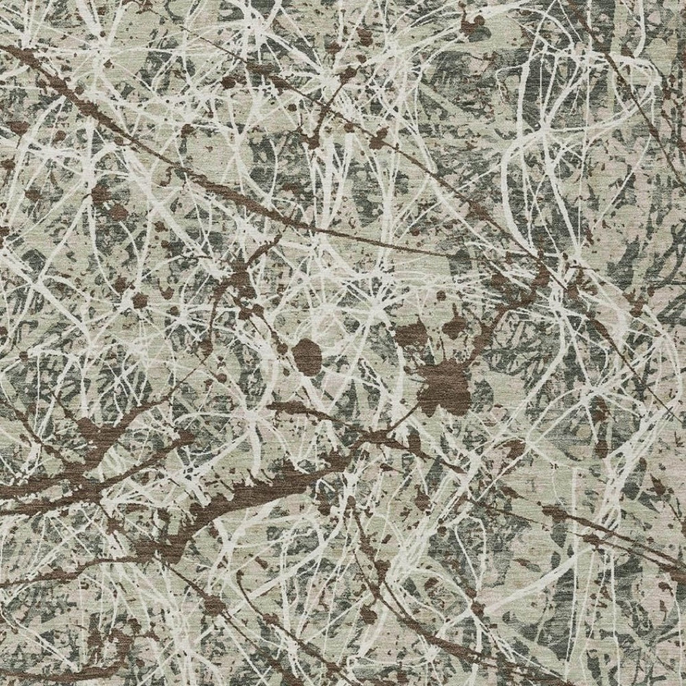 HomeRoots 8' X 10' Artichoke Green Abstract Rug – Durable, Washable Design for Indoor & Outdoor Spaces 690012