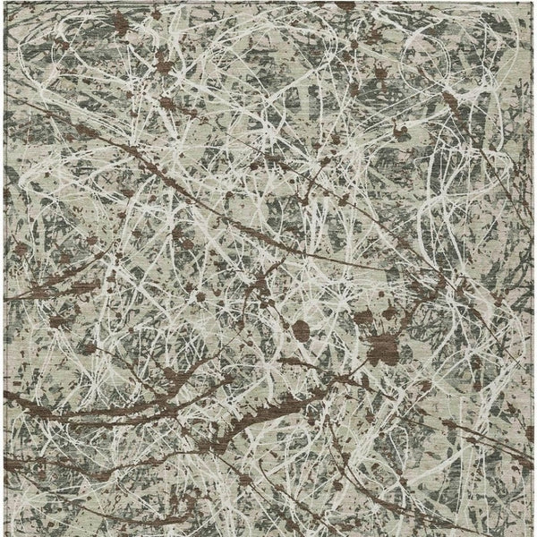 HomeRoots 8' X 10' Artichoke Green Abstract Rug – Durable, Washable Design for Indoor & Outdoor Spaces 690012