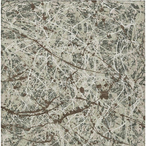 HomeRoots 9' X 12' Artichoke Green Abstract Area Rug - Durable, Washable Indoor/Outdoor Design for Every Space 690013