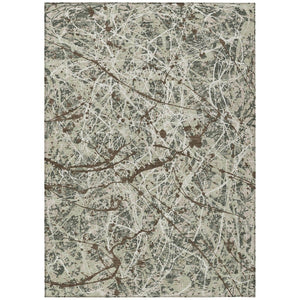 HomeRoots 9' X 12' Artichoke Green Abstract Area Rug - Durable, Washable Indoor/Outdoor Design for Every Space 690013