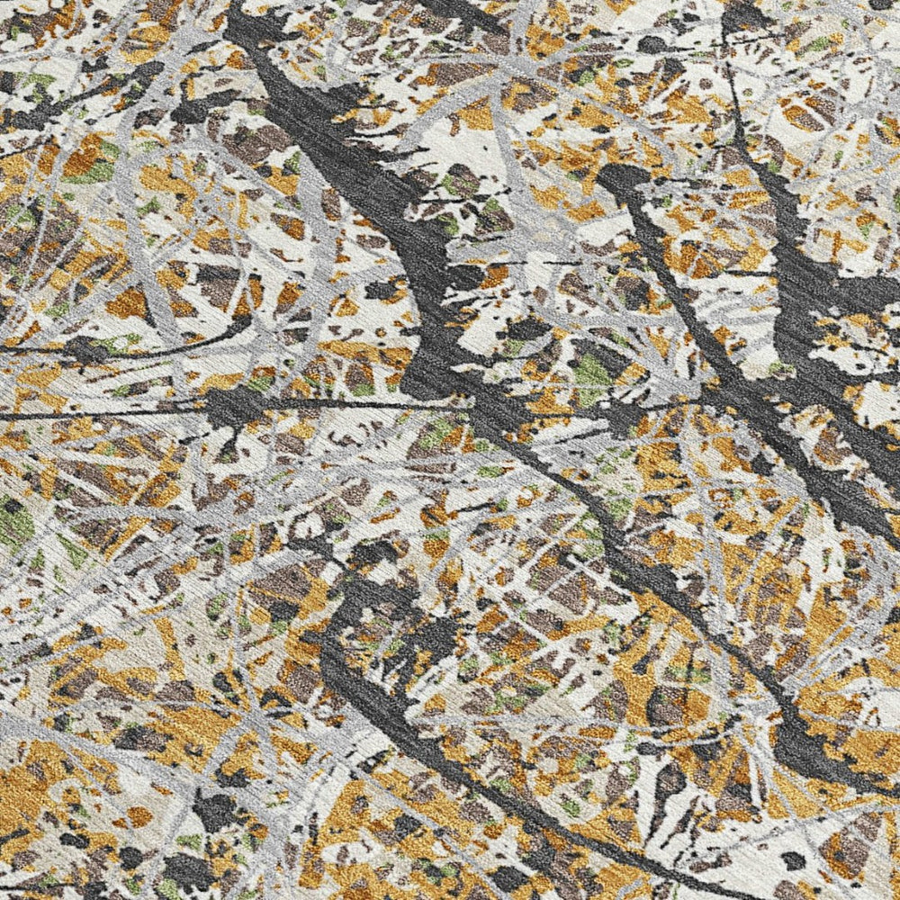 HomeRoots 5' X 8' Washable Beige, Black & Ivory Abstract Area Rug - Stylish, Durable & Versatile for Indoors/Outdoors 690016