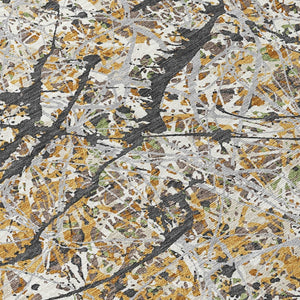 HomeRoots 8' Round Abstract Area Rug in Beige, Black & Ivory - Stylish, Washable, Indoor/Outdoor Durability! 690017