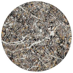 HomeRoots 8' Round Abstract Area Rug in Black, Ivory & Beige - Durable, Washable for Indoor & Outdoor Use 690023