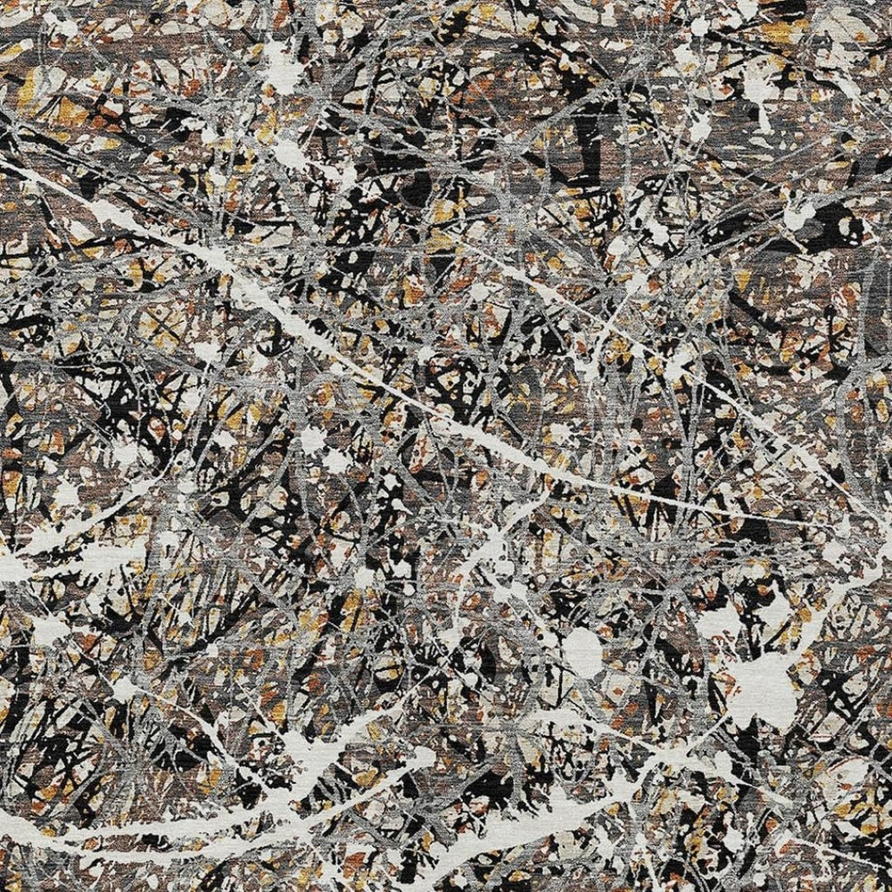 HomeRoots 8' X 10' Modern Black Ivory Beige Abstract Washable Area Rug for Indoor & Outdoor Spaces Upgrade 690024