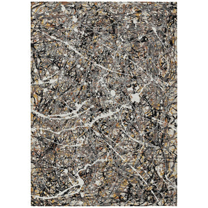 HomeRoots 10' Stylish Black Ivory and Beige Abstract Washable Area Rug – Perfect for Indoor or Outdoor Use! 690026