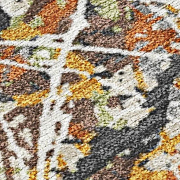HomeRoots 5' Gold Black Ivory Abstract Rug - Washable Indoor/Outdoor Design for Modern Homes & Patios 690028