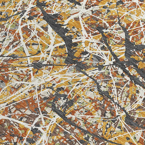 HomeRoots 5' Gold Black Ivory Abstract Rug - Washable Indoor/Outdoor Design for Modern Homes & Patios 690028