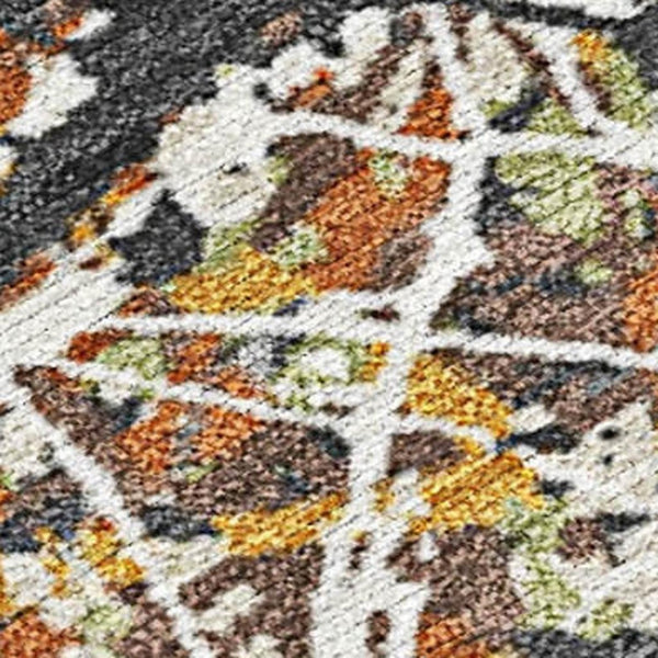 HomeRoots 8' Modern Gold, Black, and Ivory Abstract Washable Area Rug - Durable Indoor/Outdoor Accent Piece 690030