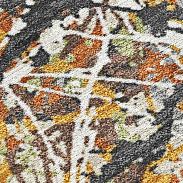 HomeRoots 10' Washable Gold, Black & Ivory Abstract Area Rug - Durable Indoor/Outdoor Design for Any Space 690032