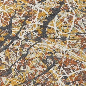 HomeRoots 10' Washable Gold, Black & Ivory Abstract Area Rug - Durable Indoor/Outdoor Design for Any Space 690032