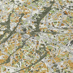 HomeRoots 5' Olive Green, Gold & Ivory Abstract Area Rug - Washable, Durable Design for Indoor & Outdoor Use 690040