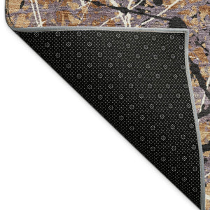 HomeRoots 8' Round Abstract Area Rug in Rust, Black & Ivory - Washable, Durable for Indoor & Outdoor Spaces 690047